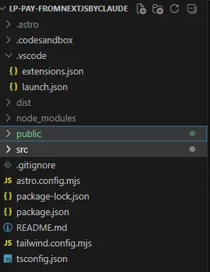 Astroプロジェクトのフォルダ構成（VSCodeエクスプローラー）