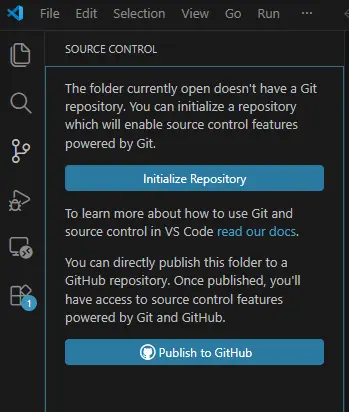 VS CodeでInitialize Repositoryボタンをクリックする画面